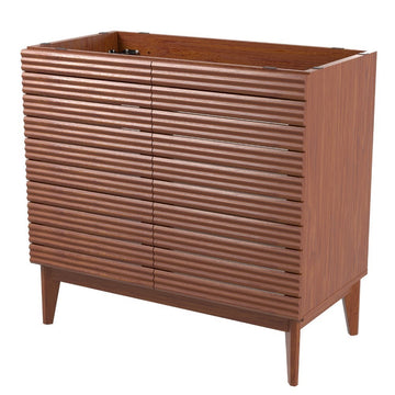 Calandre Thin Linear Slat Modern Farmhouse 2-Shelf Bath Vanity Cabinet Only (Sink Basin not Included)